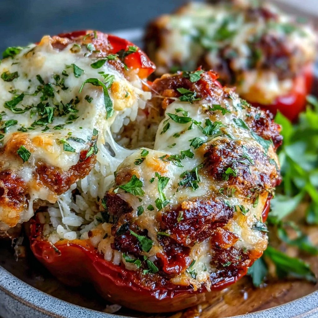 Ground Beef And Rice Stuffed Peppers