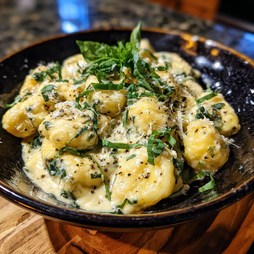 Valentines Dinner Creamy Spinach Gnocchi