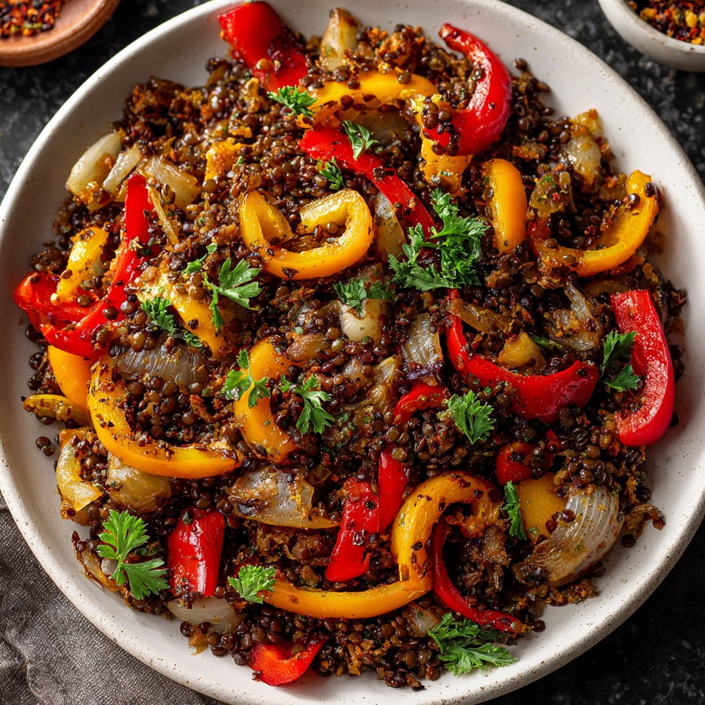 Roasted Veggie Lentil Skillet