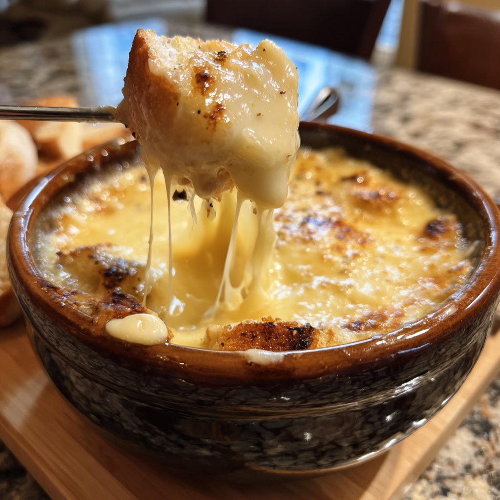 Fondue with Swiss Cheese and Garlic