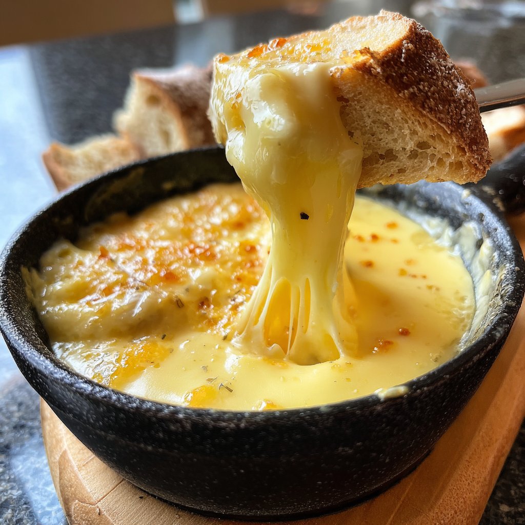 Fondue with Brie and Garlic