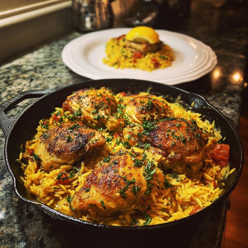 Skillet Lemon Chicken With Orzo