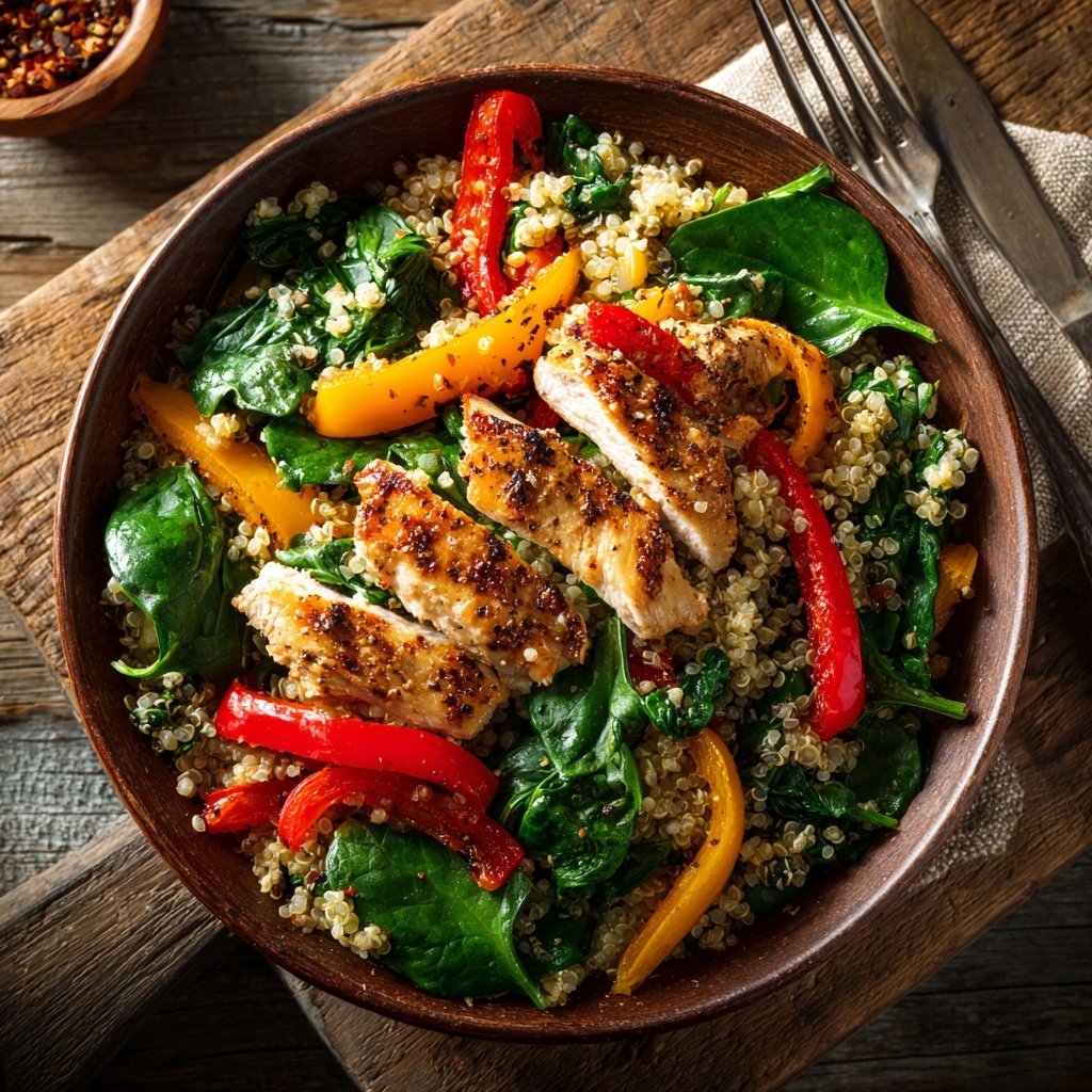 High Protein Chicken Quinoa Bowl