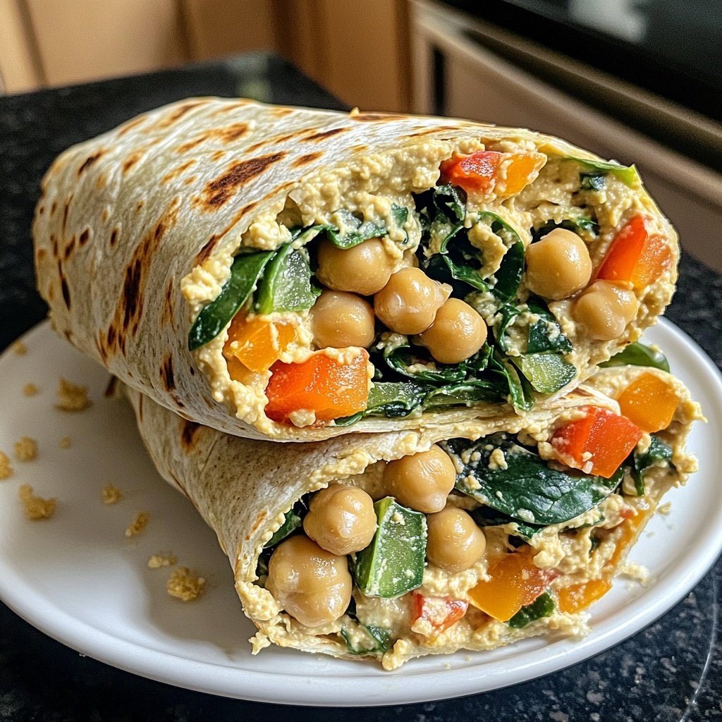 High-Protein Veggie Hummus Wrap Lunch
